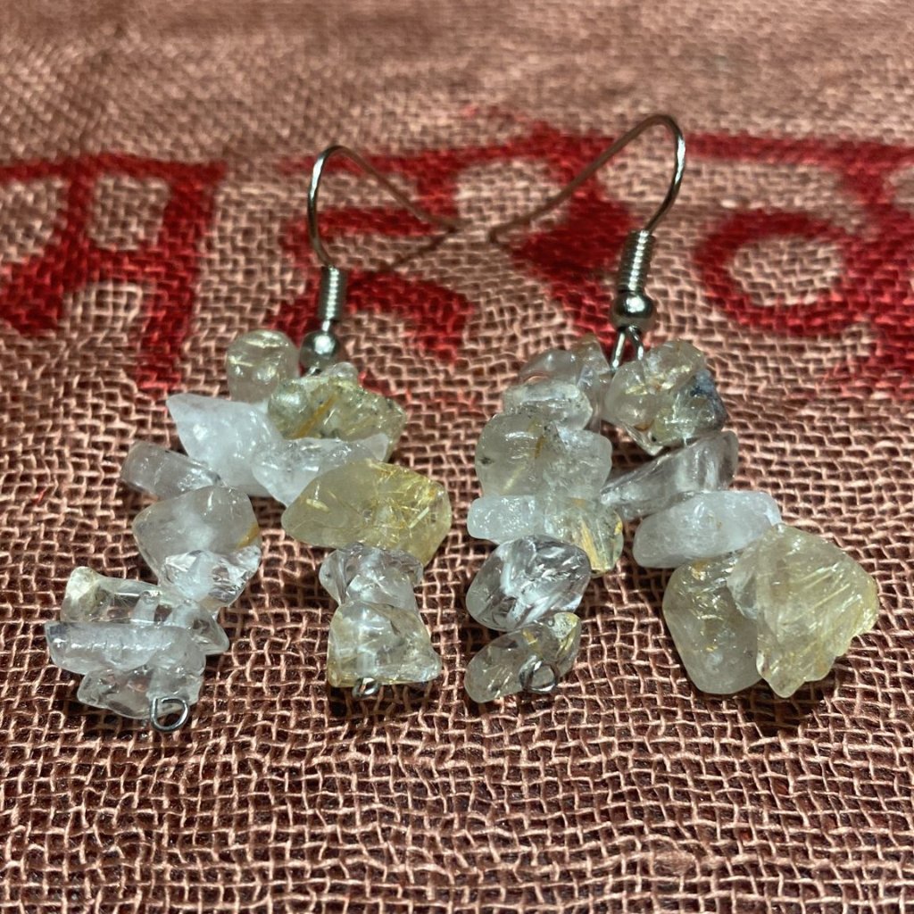 Rutilated Quartz Chips Dual-Strand Earrings 12$